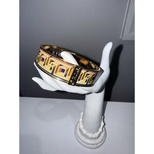 R J Graziano RARE Signed Fabric Label Bracelet Bangle Yellow GOLD 8"